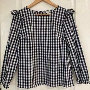 J CREW Cotton Poplin Top with Ruffles